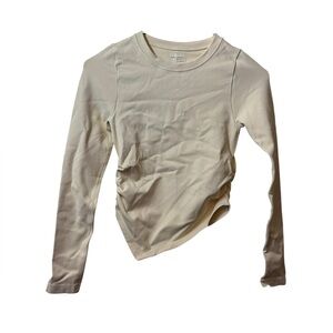 OQQ | ribbed shirt top small asymmetrical